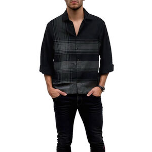 AllSaints Gradwell Long Sleeve Shirt Black Gray Plaid Button Up 100% Cotton - S
